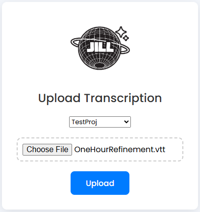 Simple UI to upload transcriptions